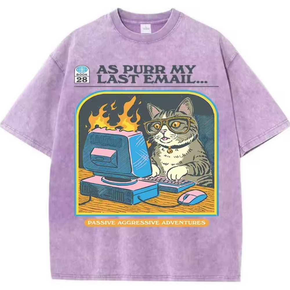 Brand New Cat Shirt 'As Purr My Last Email' - Purple